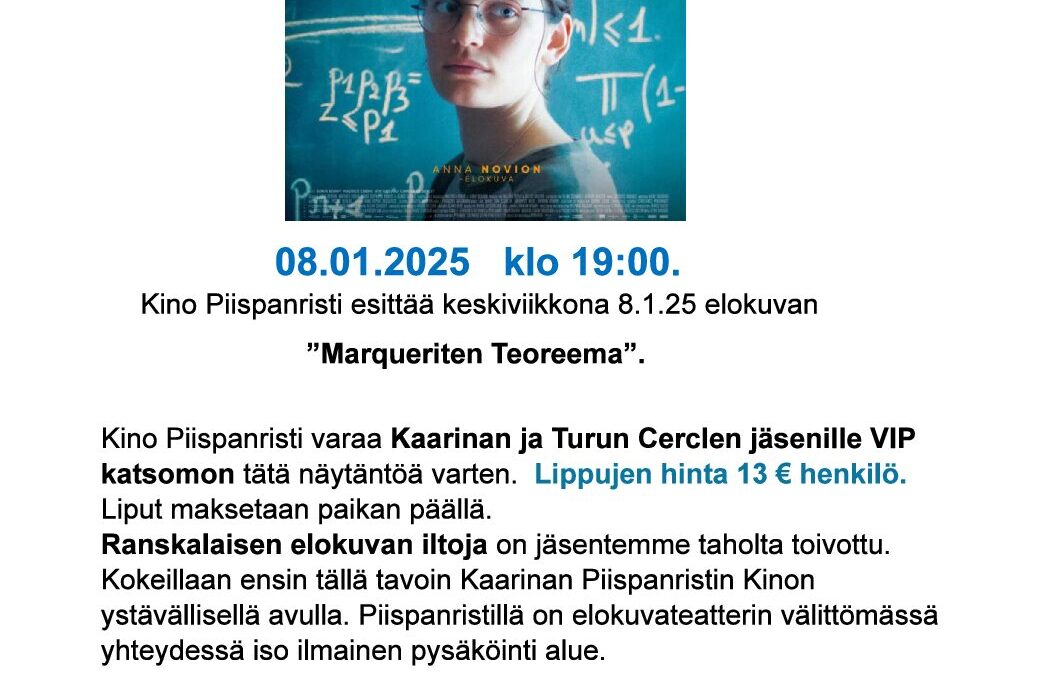 Elokuvailta Kino Piispanristi 8.1.2025 klo 19:00